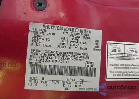 1999 Ford Explorer Eddie Bauer/Limited/Xlt z USA, uszkodzony, nr VIN 1FMZU34E8XUA29165